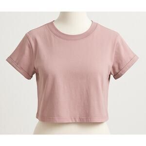 Urban Outfitters Pink Crop T-Shirt Small 100% Cotton Casual Boxy Fit Basic Tee